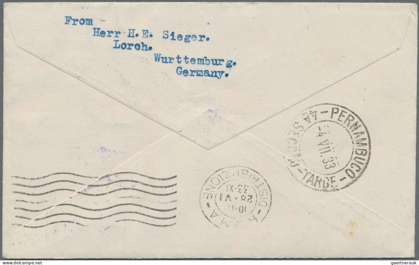 Zeppelin Mail - Europe: 1933, 3. Südamerikafahrt, Zuleitungspost Malta, Brief Mi - Europe (Other)