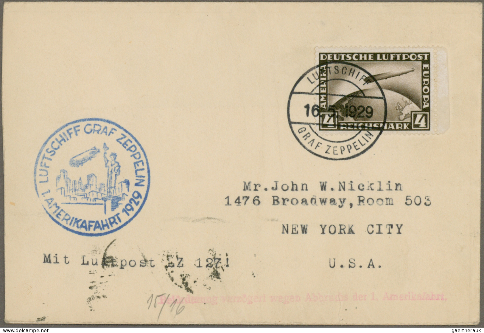 Zeppelin Mail - Overseas: 1929 - 1932, Ein Brief Und Eine Postkarte Mit 2 RM Und - Zeppelines