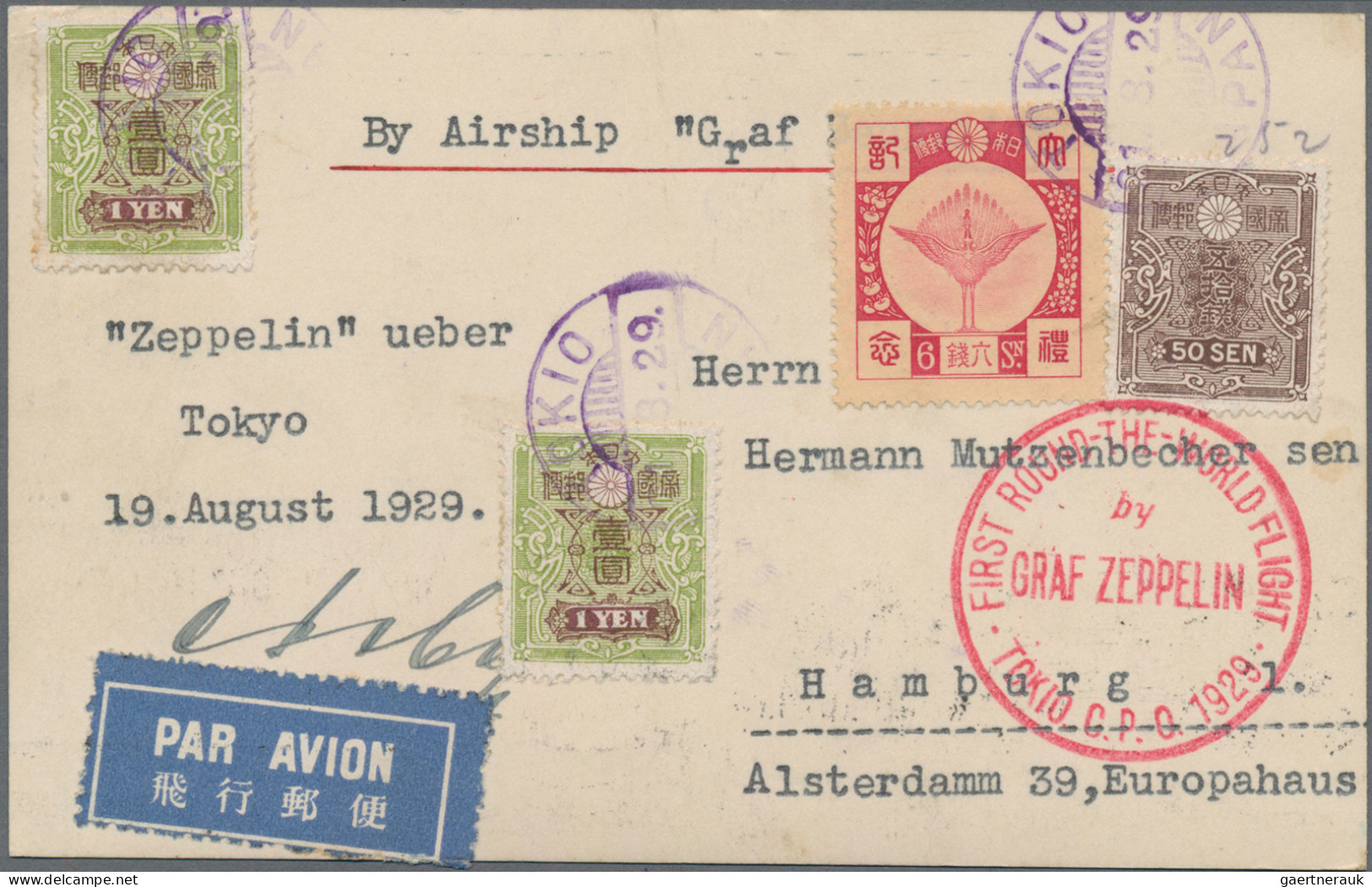 Zeppelin Mail - Overseas: 1929, World Tour, Zeppelin Picture Postcard From Tokyo - Zeppeline