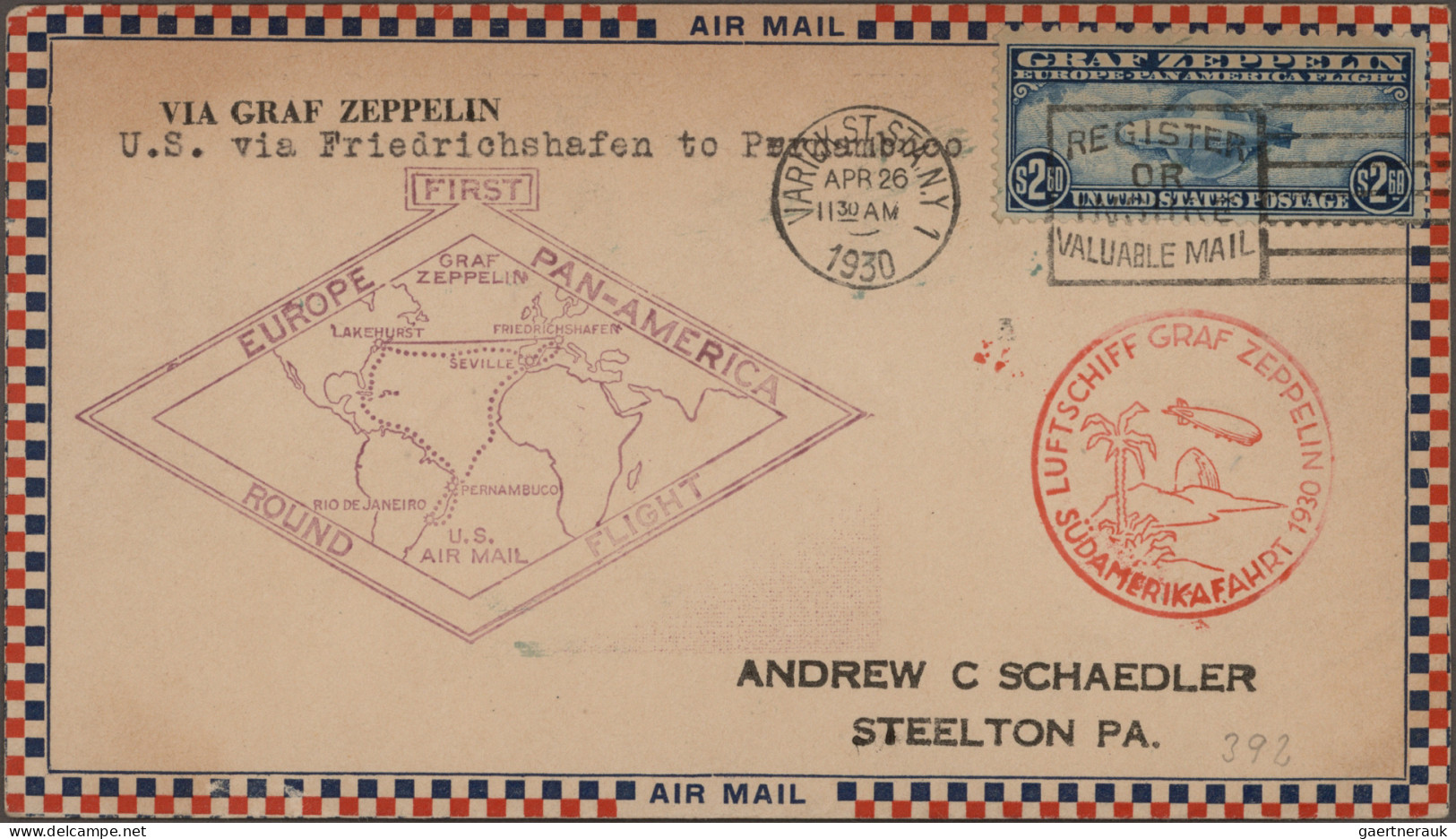 Zeppelin Mail - Overseas: 1930/1933 The Four Zeppelin Stamps Used On Four Zeppel - Zeppeline