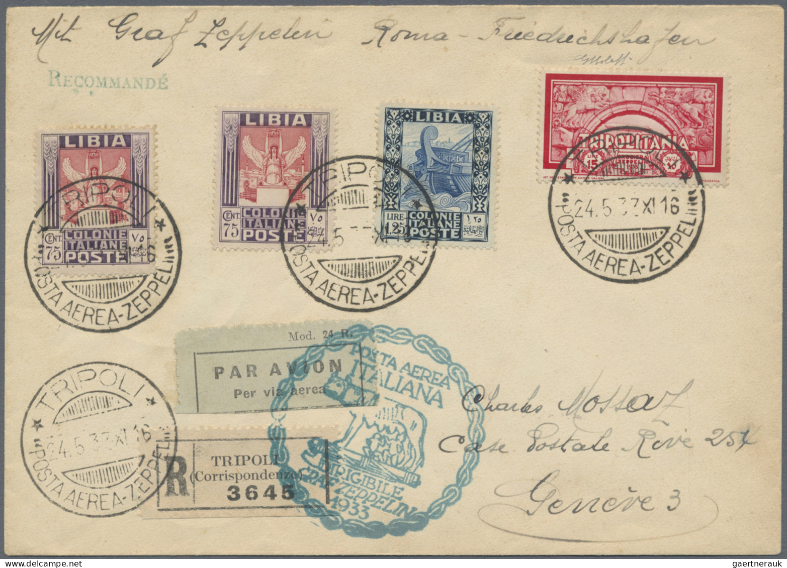 Zeppelin Mail - Overseas: 1933, ITALIENFAHRT, Tripolitanische Post, Ab Tripoli A - Zeppelins