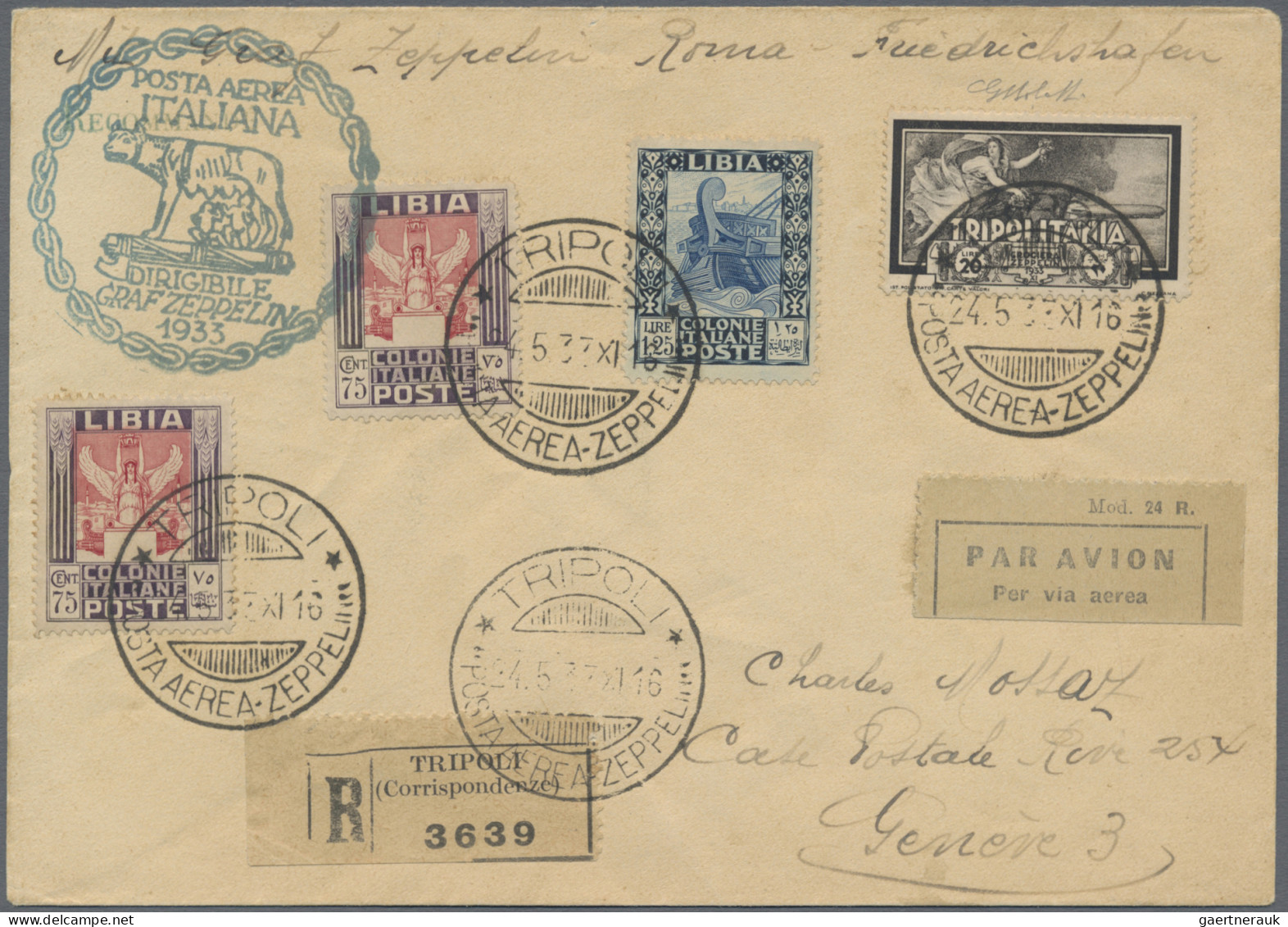 Zeppelin Mail - Overseas: 1933, ITALIENFAHRT, Tripolitanische Post, Ab Tripoli A - Zeppelins