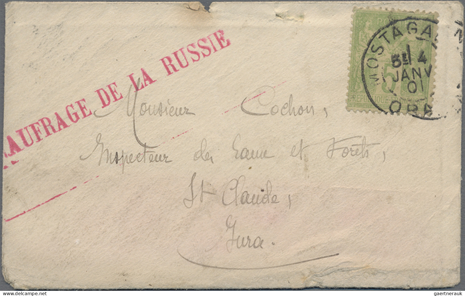 Desaster Mail: 1901, Red Single Line "Naufrage De La Russie" On Unsealed Name Ca - Autres & Non Classés