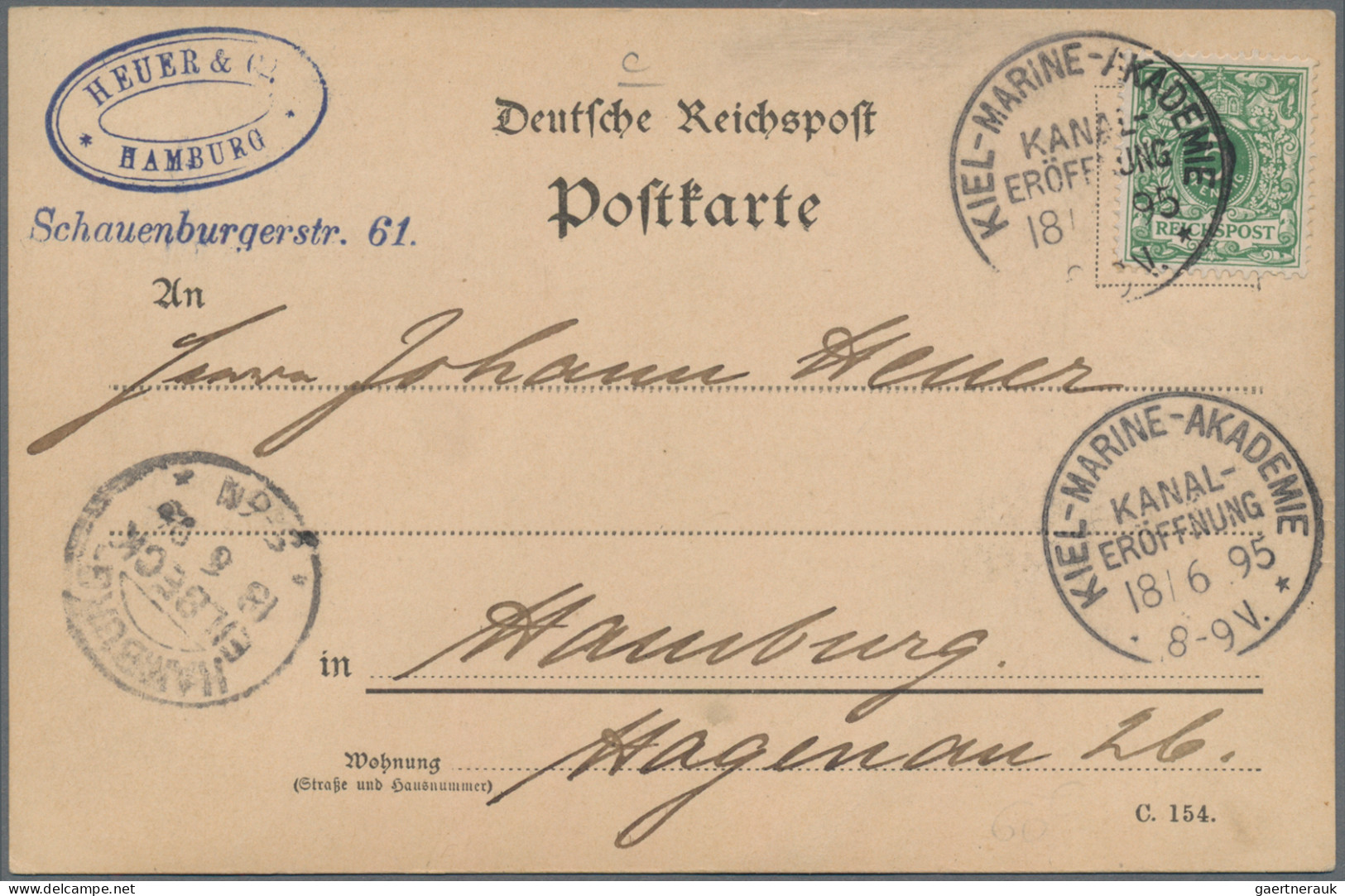 Shipsmail - Germany: 1890/1895 Zwei Interessante Postkarten, Dabei Ganzsachenkar - Other & Unclassified