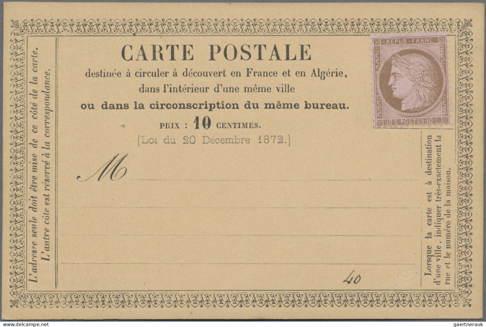 Thematics: Advertising Postal Stationery: 1873, ADVERTISING POSTCARD FORERUNNER: - Andere