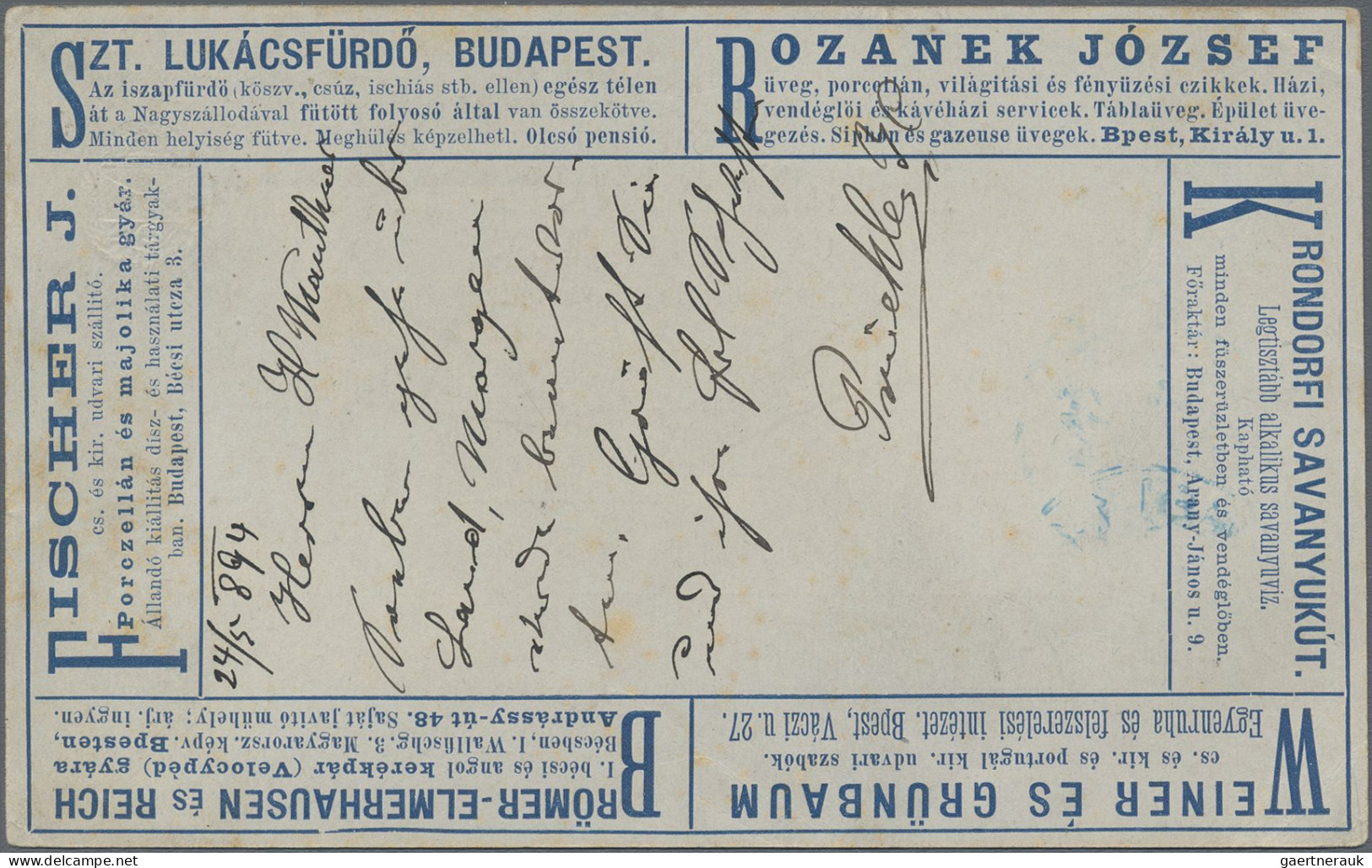 Thematics: Advertising Postal Stationery: 1892/1897, Ungarn, 2 Kr Blau Privat-An - Andere