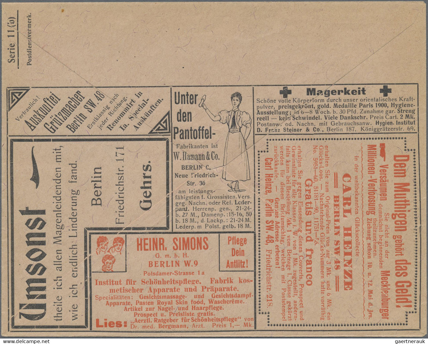 Thematics: Advertising Postal Stationery: 1902, Dt. Reich, 10 Pf Rot Germania, V - Otros