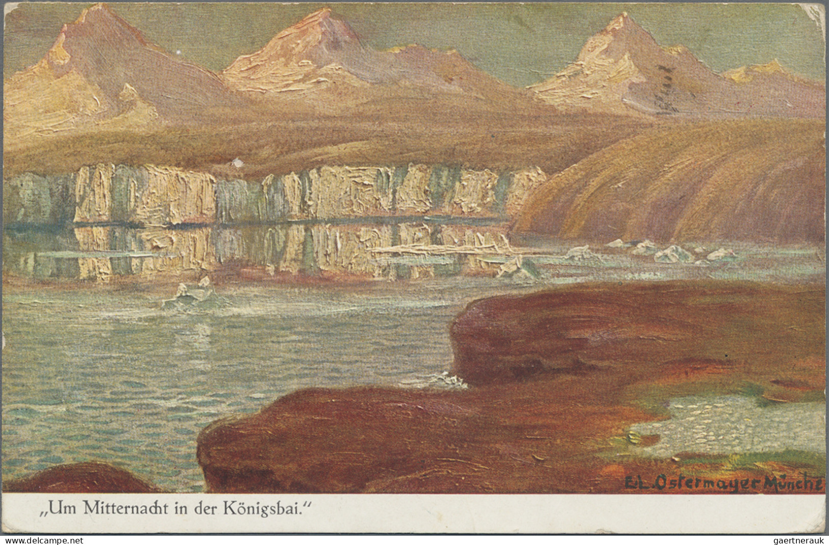 Thematics: Arctic: 1914, Coloured Ppc "Um Mitternacht In Der Königsbai" Bearing - Other