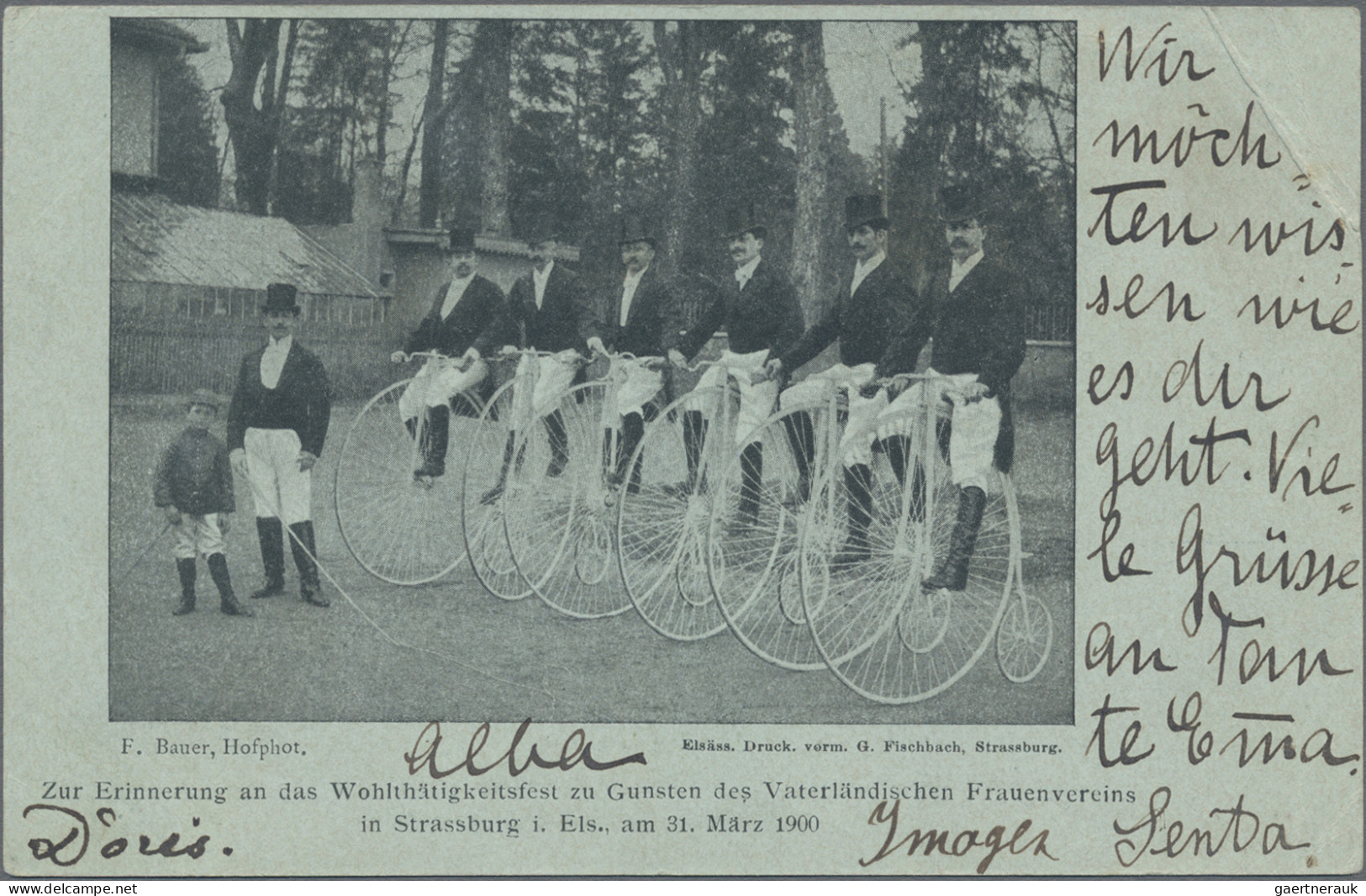 Thematics: Bicycle: 1900/04, German Stationery Card 2 Pf. Used Local "Strassburg - Cycling