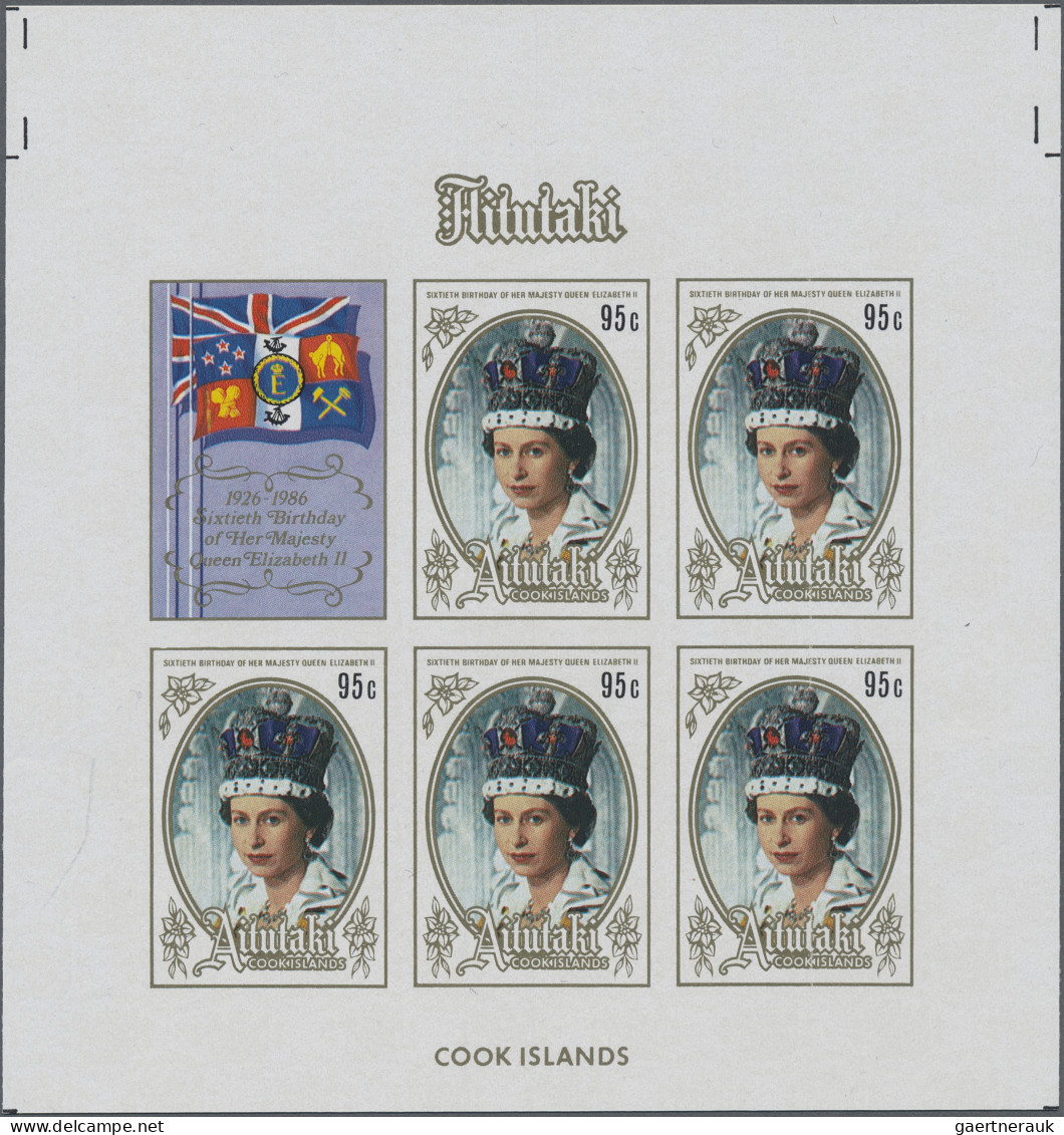 Thematics: Royalty, Nobility: 1986, AITUTAKI: 60th Birthday Of QEII 95c. Imperfo - Familles Royales