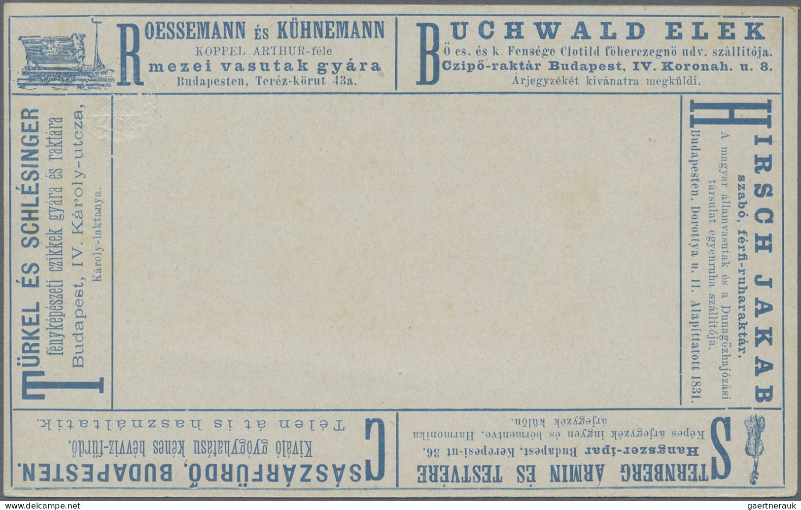 Thematik: Agriculture: 1892, Hungary, 2 Kr Blue Advertising Postcard With 6 Diff - Landwirtschaft