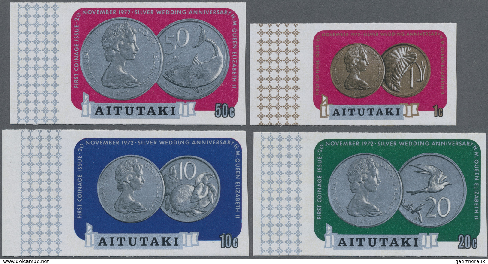 Thematics: Numismatics-cash: 1973, AITUTAKI: Coins Of The Cook Islands Complete - Münzen