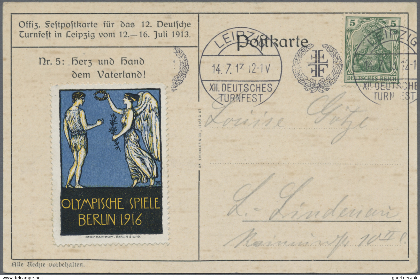 Thematics: Olympic Games: 1916. Berlin Olympics (cancelled Due To World War I). - Autres & Non Classés