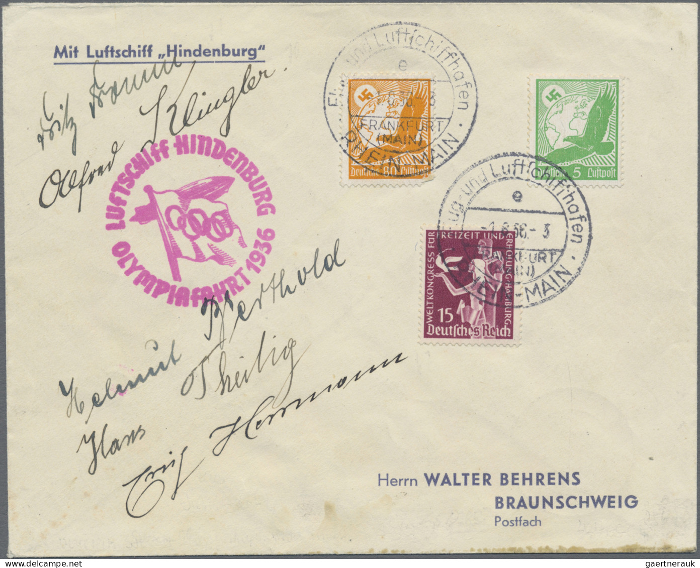 Thematics: Olympic Games: 1936 Olympic Games Berlin: Two Flown Zeppelin Covers W - Sonstige & Ohne Zuordnung