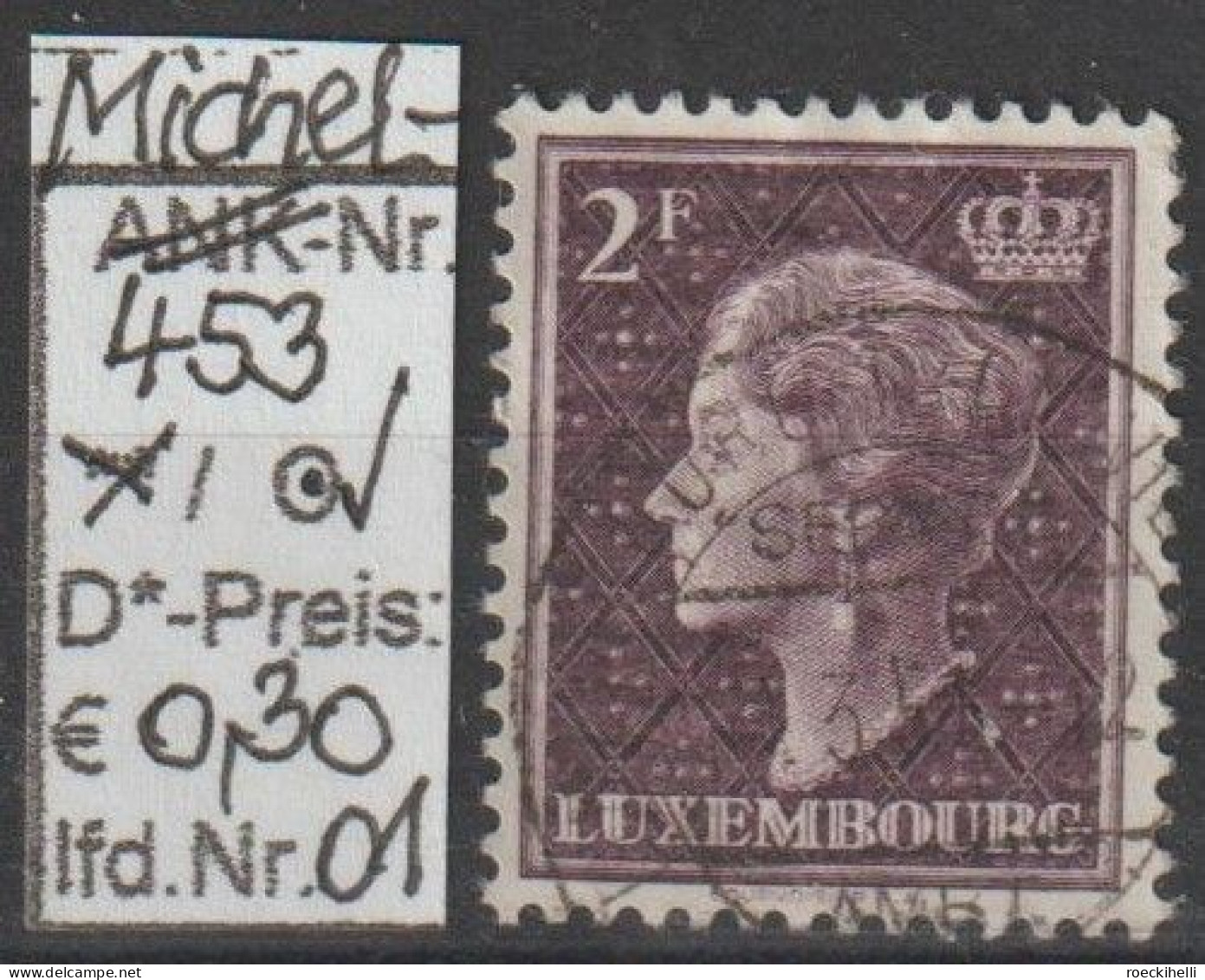 1948 - LUXEMBURG - FM/DM "Großherzogin Charlotte" 2 Fr Dkl'purpur  - O  Gestempelt - S. Scan (lux 453o 01-07) - 1948-58 Charlotte De Profil à Gauche
