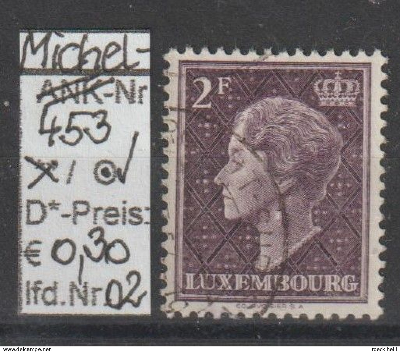 1948 - LUXEMBURG - FM/DM "Großherzogin Charlotte" 2 Fr Dkl'purpur  - O  Gestempelt - S. Scan (lux 453o 01-07) - 1948-58 Charlotte Linkerkant