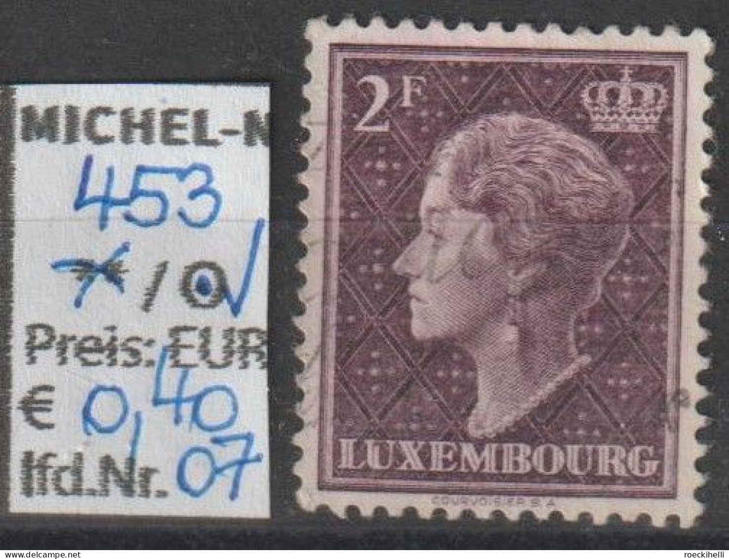 1948 - LUXEMBURG - FM/DM "Großherzogin Charlotte" 2 Fr dkl'purpur  - o  gestempelt - s. Scan (lux 453o 01-07)