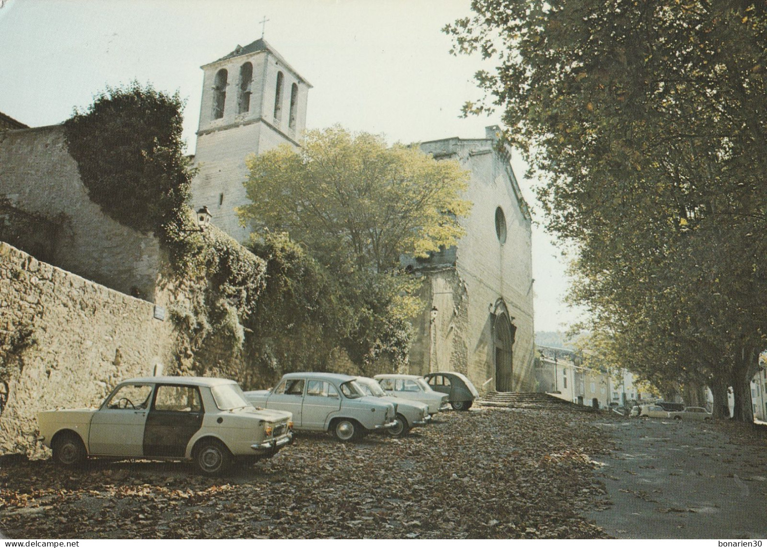 CPSM 84 MALAUCENE L'EGLISE AUTOS SIMCA 1000 2 CV ARONDE - Malaucene