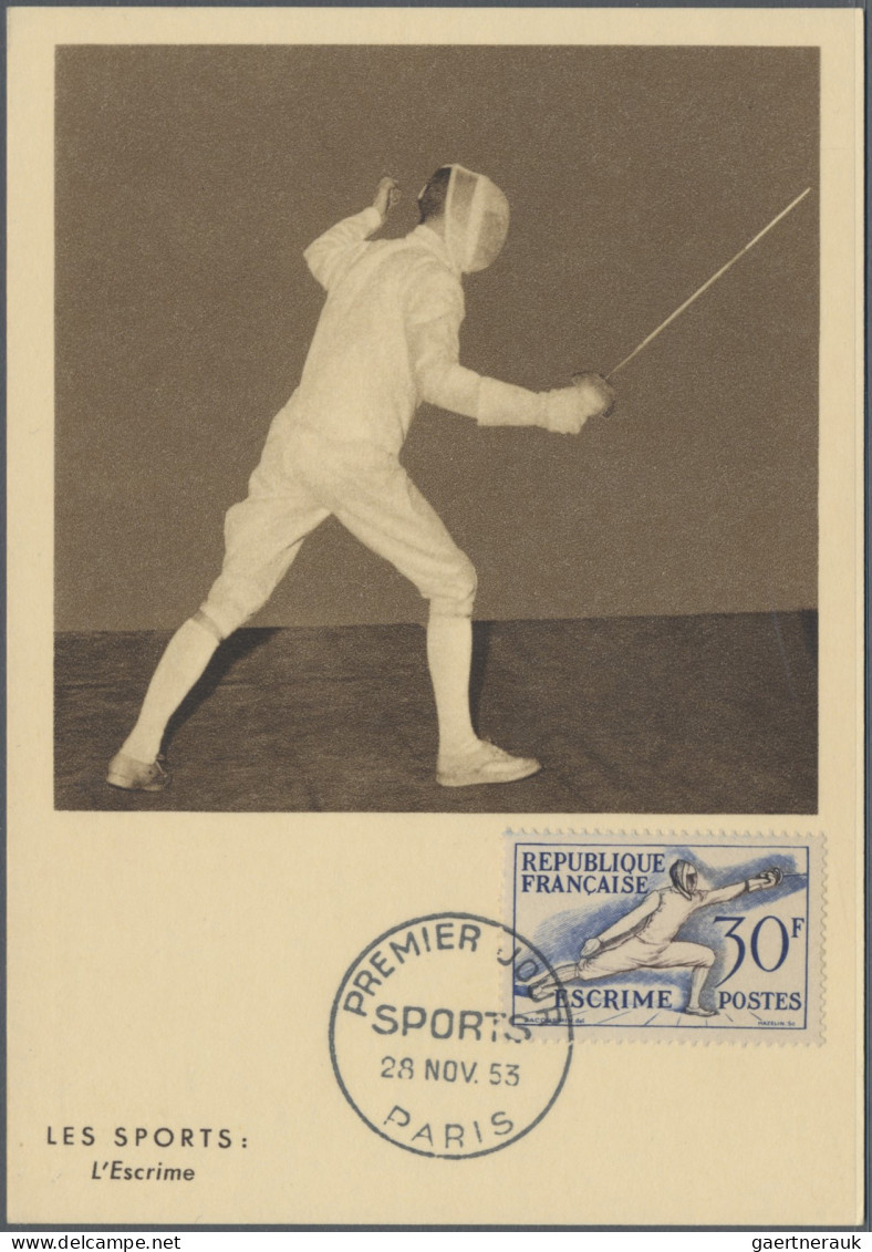 Thematics: Olympic Games: 1953, France. Olympic Winners / Sports On 6 Maximum Ca - Sonstige & Ohne Zuordnung