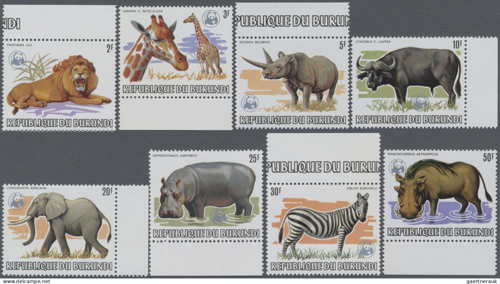 Thematics: Animals, Fauna: 1982, Burundi, African Wildlife/WWF 2fr.-85fr., Compl - Autres & Non Classés