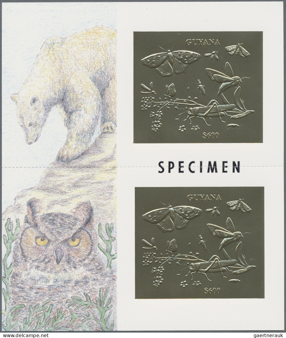 Thematics: animals-insects: 1994, Fauna GOLD and SILVER miniature sheets set of