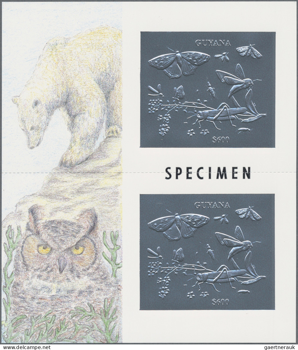 Thematics: animals-insects: 1994, Fauna GOLD and SILVER miniature sheets set of