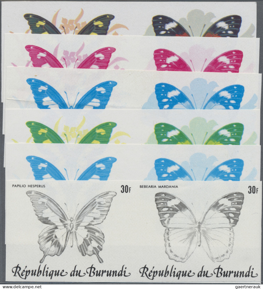 Thematics: Animals-butterflies: 1984, Burundi. Butterflies (Papilio Hesperus, Be - Papillons