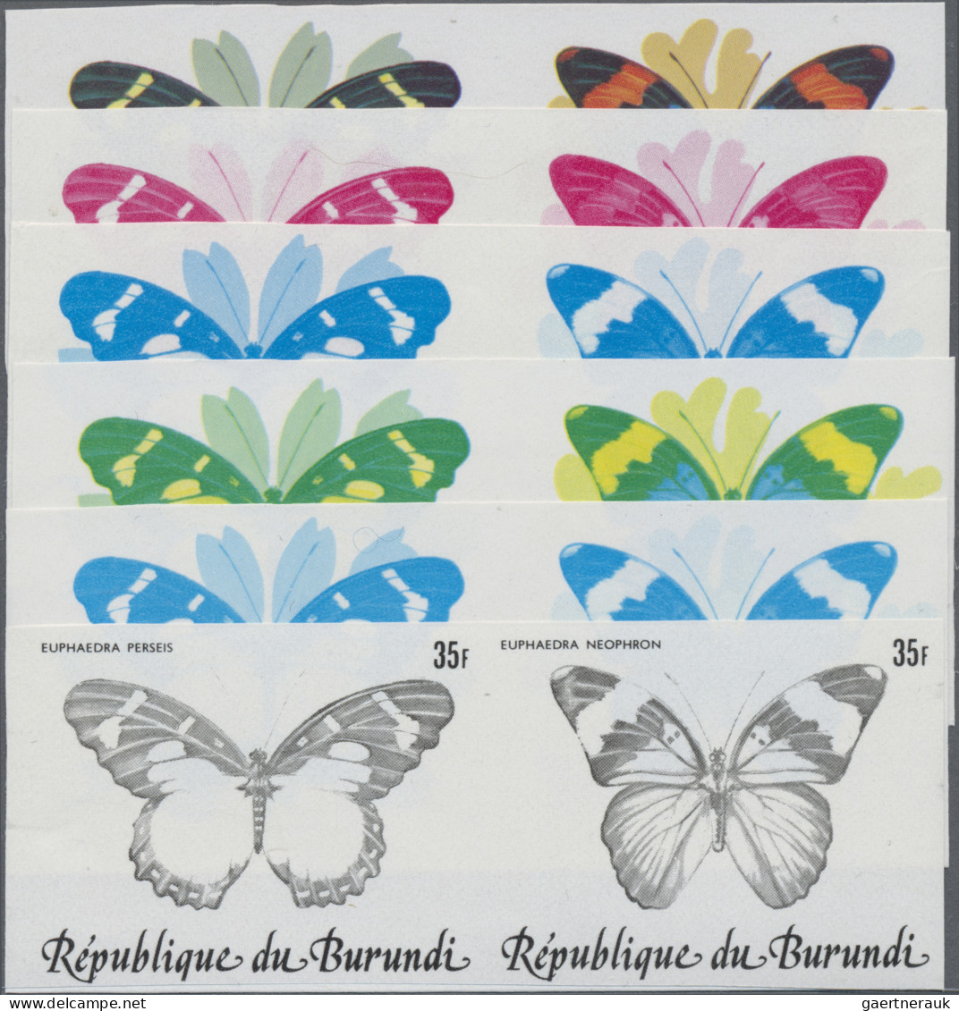 Thematics: Animals-butterflies: 1984, Burundi. Butterflies (Euphaedra Perseis, E - Butterflies