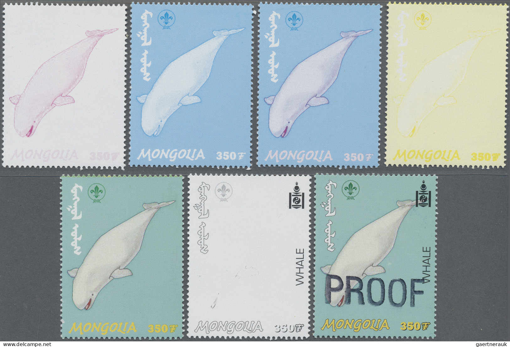 Thematics:animals-aquatic Mammals: 2001, MONGOLIA: Nature WHALE 350t. In Seven D - Other & Unclassified