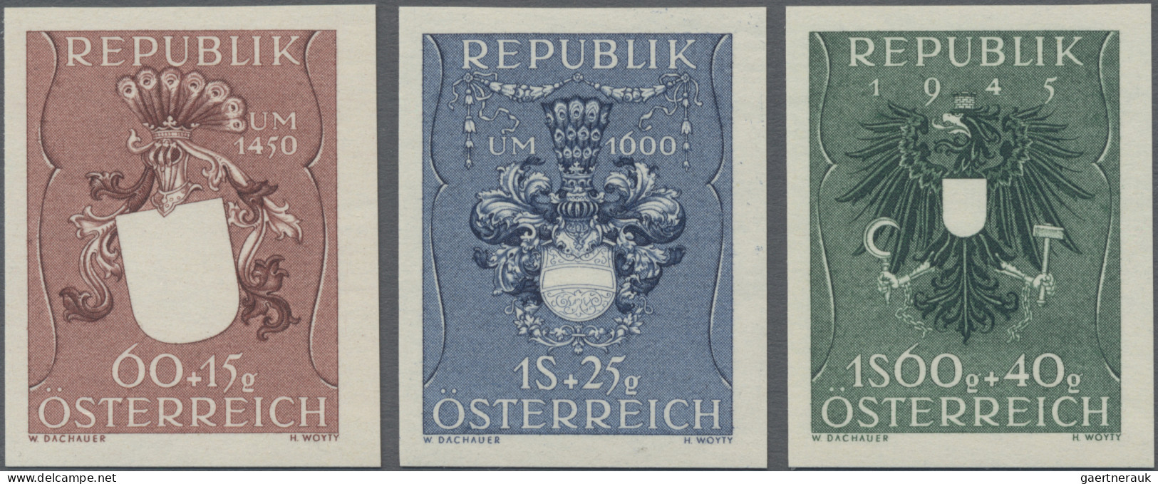 Thematics: Emblems: 1949, 60 G, 1 S Und 1,6 S Des Heimkehrer-Satzes, Ungezähnt U - Autres & Non Classés