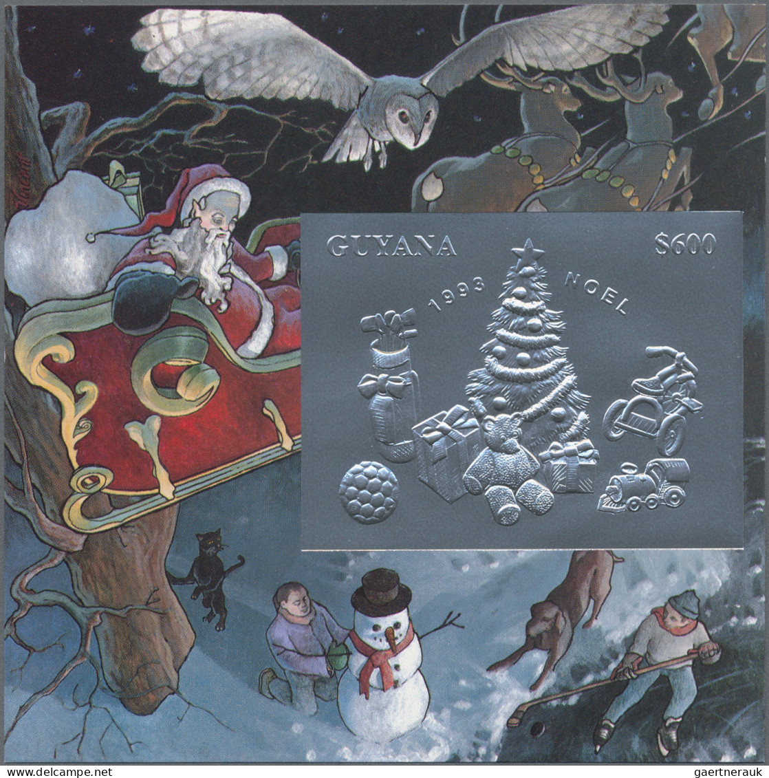 Thematics: christmas: 1993, Christmas GOLD and SILVER miniature sheets set of ei