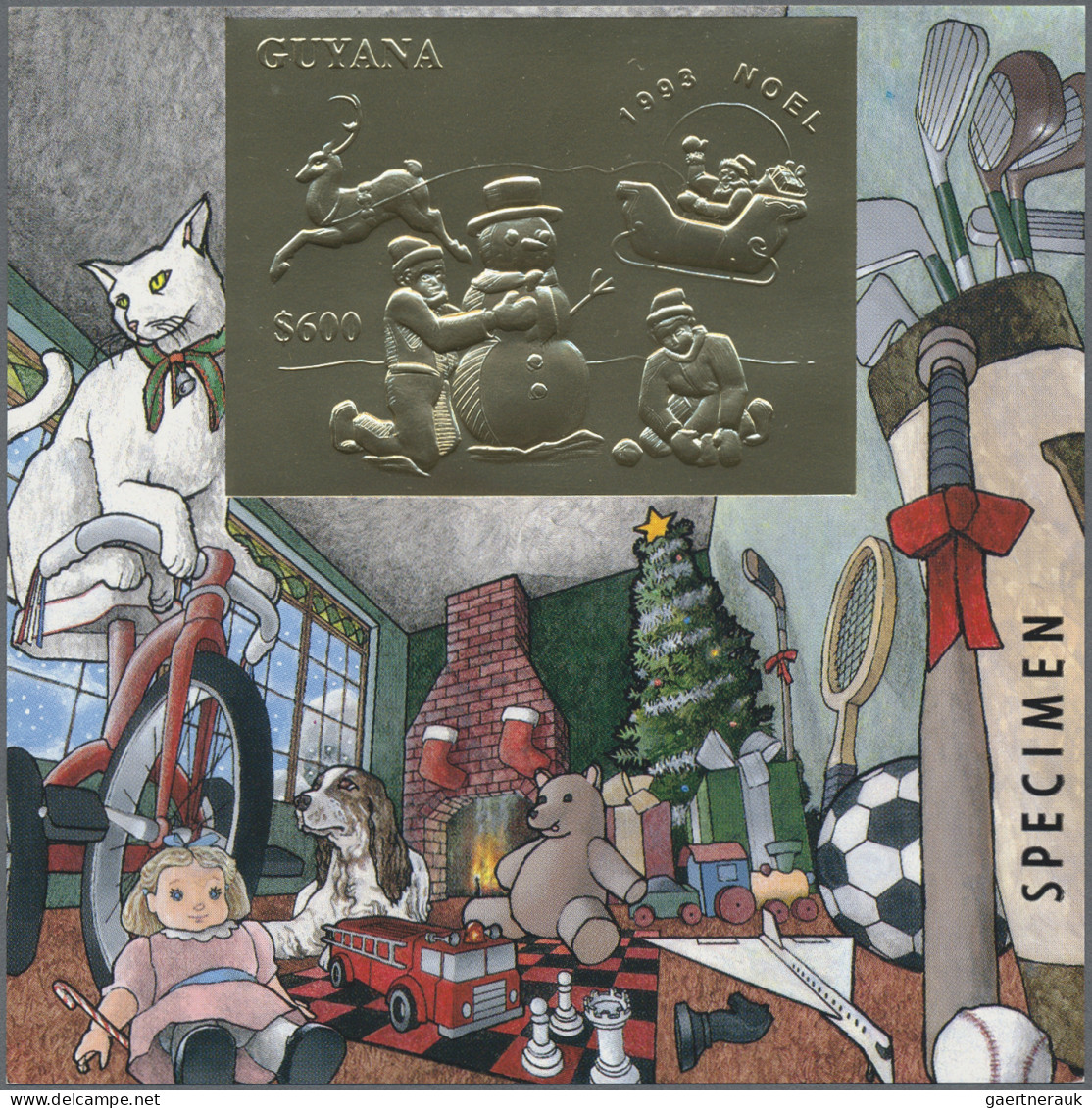 Thematics: christmas: 1993, Christmas GOLD and SILVER miniature sheets set of ei