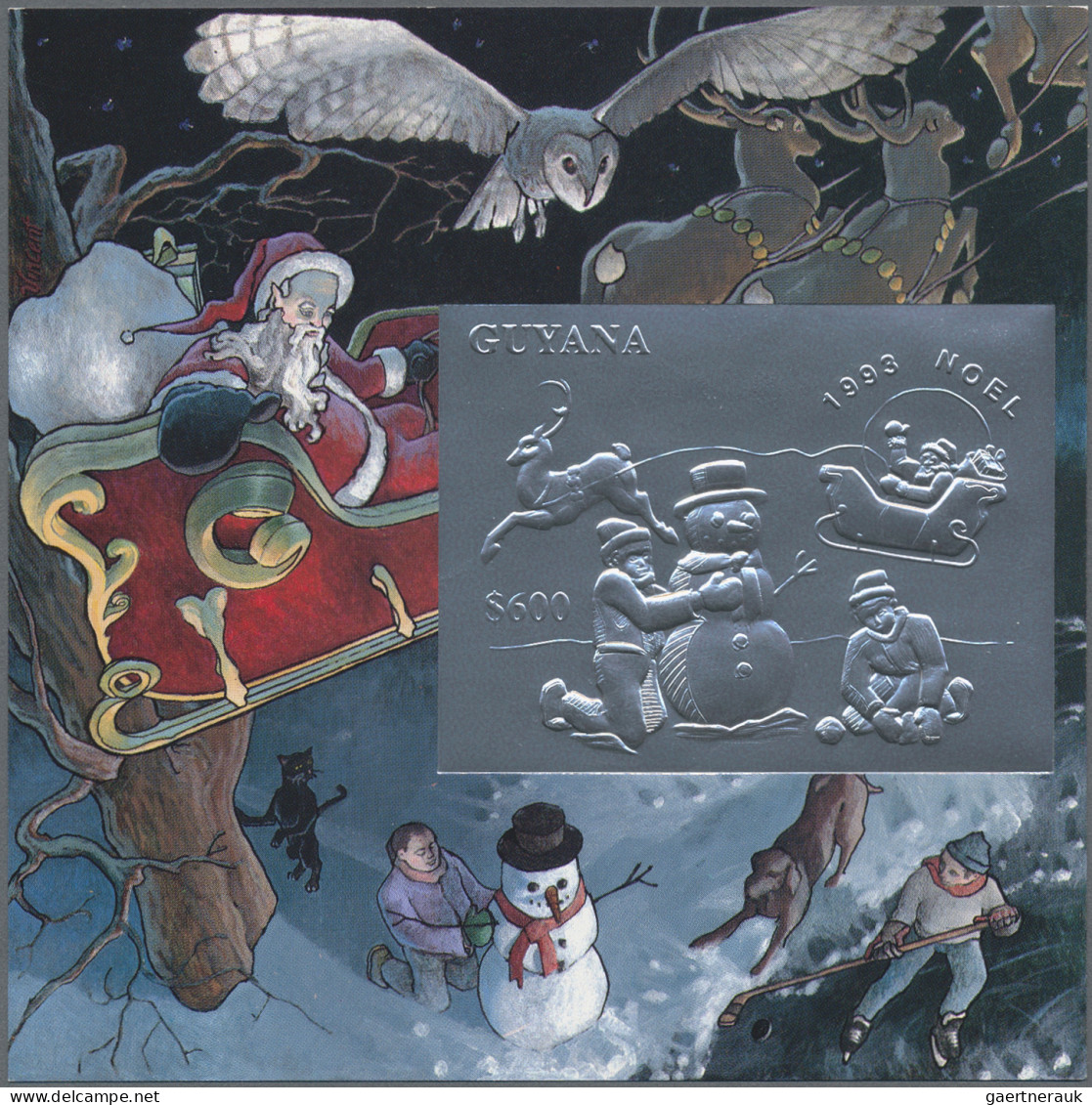 Thematics: christmas: 1993, Christmas GOLD and SILVER miniature sheets set of ei