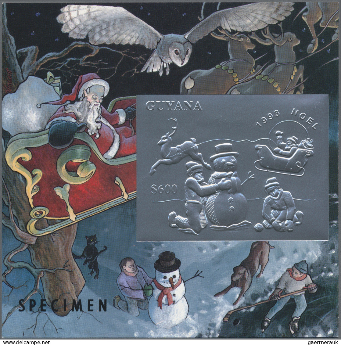 Thematics: christmas: 1993, Christmas GOLD and SILVER miniature sheets set of ei