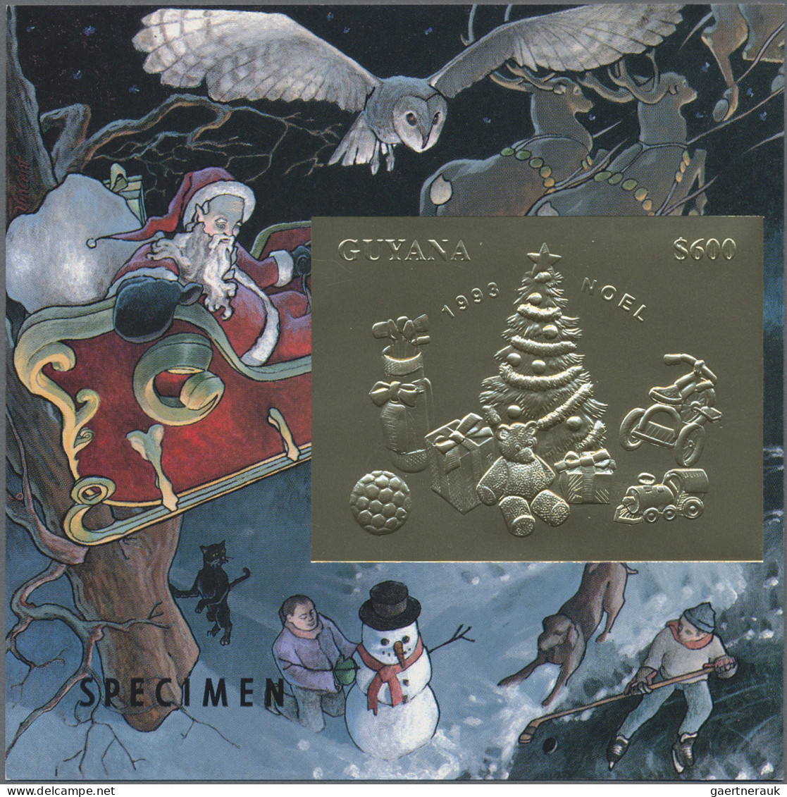 Thematics: christmas: 1993, Christmas GOLD and SILVER miniature sheets set of ei