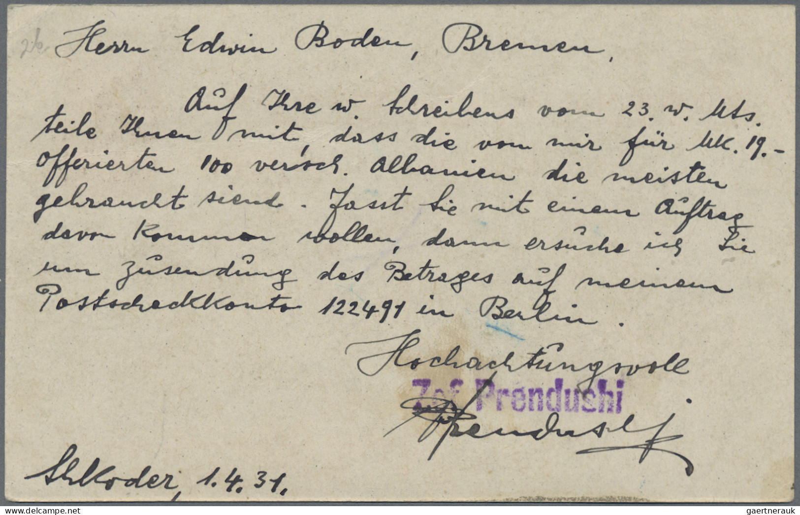 Albania - Postal Stationery: 1926/1937, Three Commercially Used Stationery Cards - Albanien