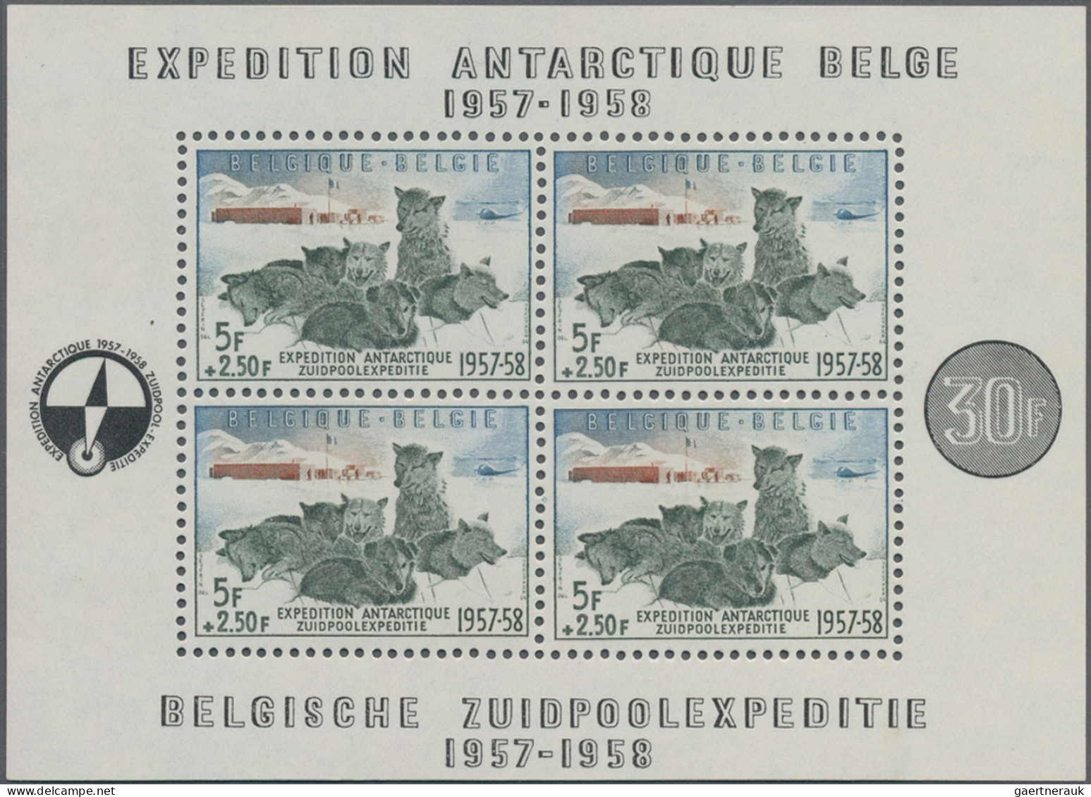 Belgium: 1957, Antarktis Block, 5 Stck., Mi 700,- - Ungebraucht