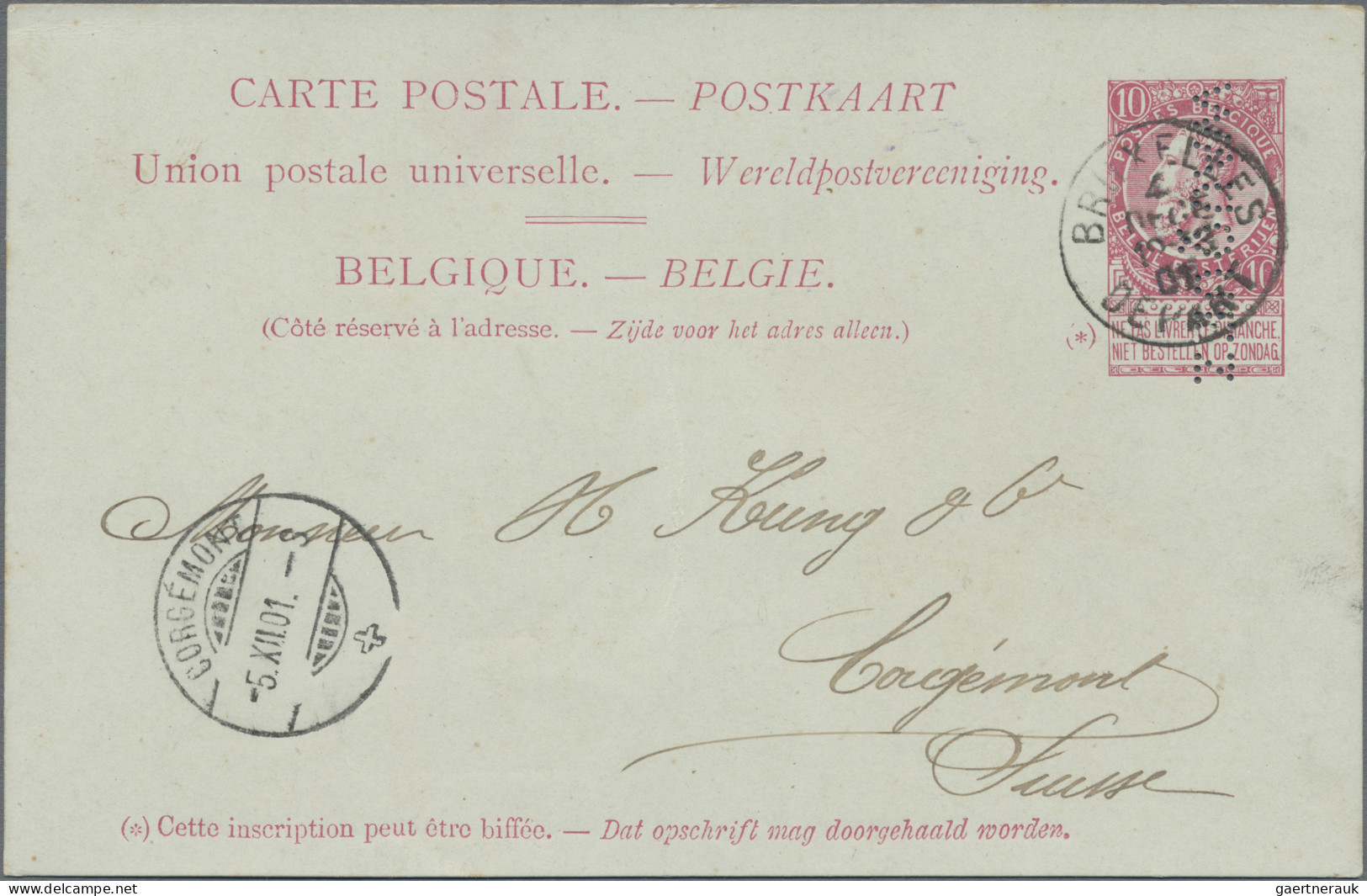 Belgium - Postal Stationery: 1900 Postal Stationery Card 'King Leopold II.' 10c. - Other & Unclassified