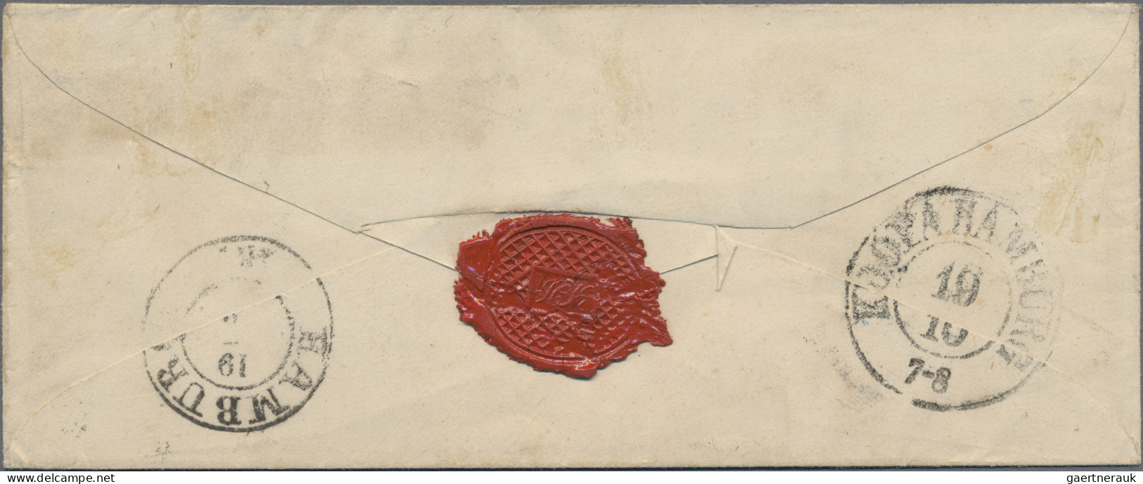 Denmark: 1854 4s. Orange-brown Horiz. Strip Of Three Used On Small Sealed Cover - Autres & Non Classés