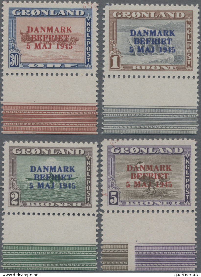 Greenland: 1945 'Liberation Of Denmark' Short Set Of Four From 30 øre To 5 Kr. W - Briefe U. Dokumente