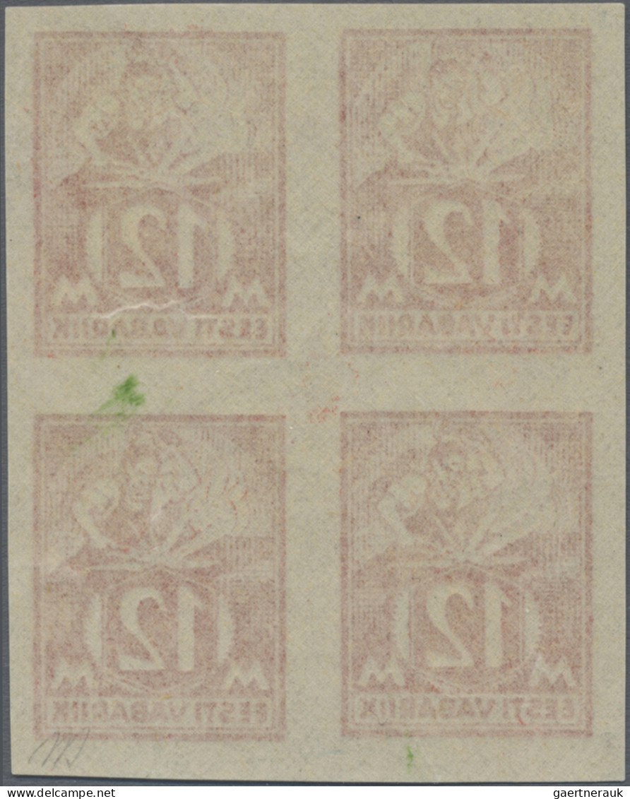 Estonia: 1925, Definitives "Smith", 12m. Red, Imperforate Proof In Red On Gummed - Estonia