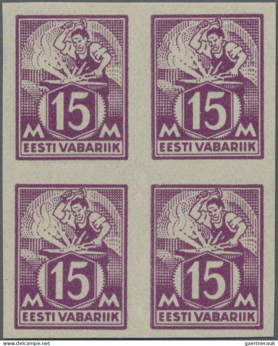 Estonia: 1925, Definitives "Smith", 15m. Violet, Imperforate Proof In Red On Gum - Estonie