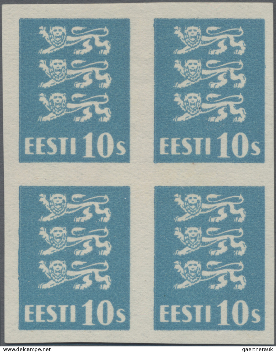 Estonia: 1928/1929, Definitives Coat Of Arms "Lion", 10s. Blue, Imperforate Proo - Estland