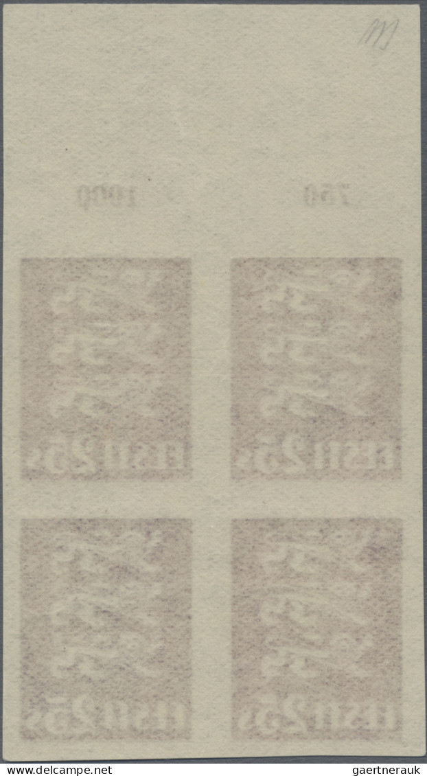 Estonia: 1928/1929, Definitives Coat Of Arms "Lion", 25s. Lilac, Imperforate Top - Estland