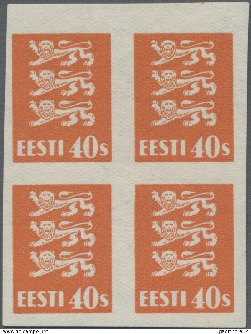 Estonia: 1928/1929, Definitives Coat Of Arms "Lion", 40s. Orange, Imperforate Pr - Estland