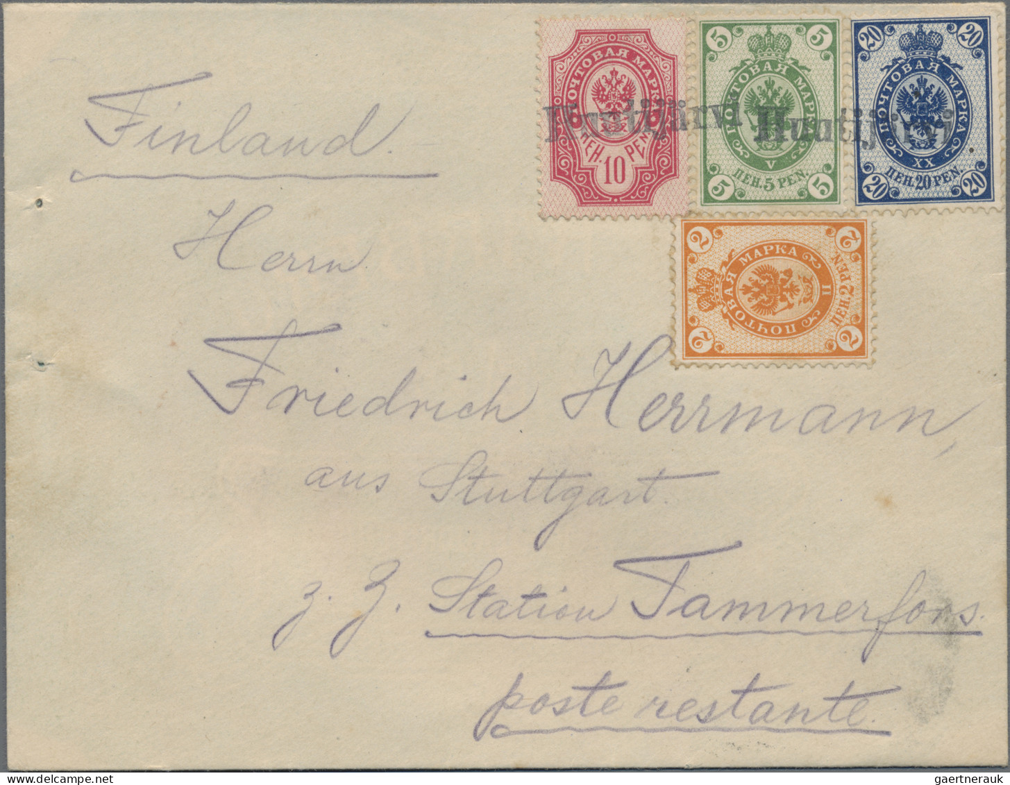 Finland: 1906 Cover From Huutijärvi To A German Currently At Tammerfors Station - Lettres & Documents