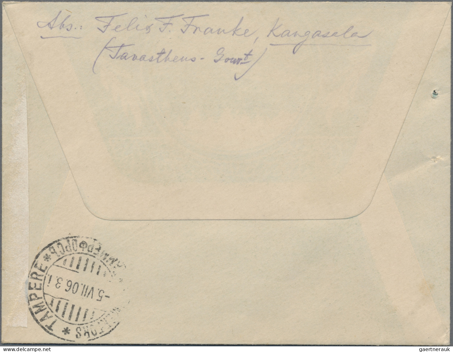 Finland: 1906 Cover From Huutijärvi To A German Currently At Tammerfors Station - Lettres & Documents