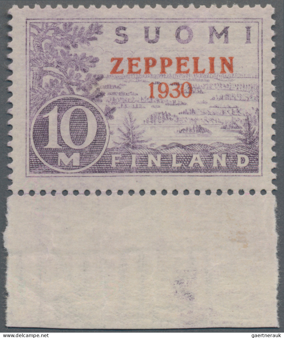 Finland: 1930, 10 M Violett, Overprinted "ZEPPELIN 1930" In Red, Two Times Tied - Covers & Documents