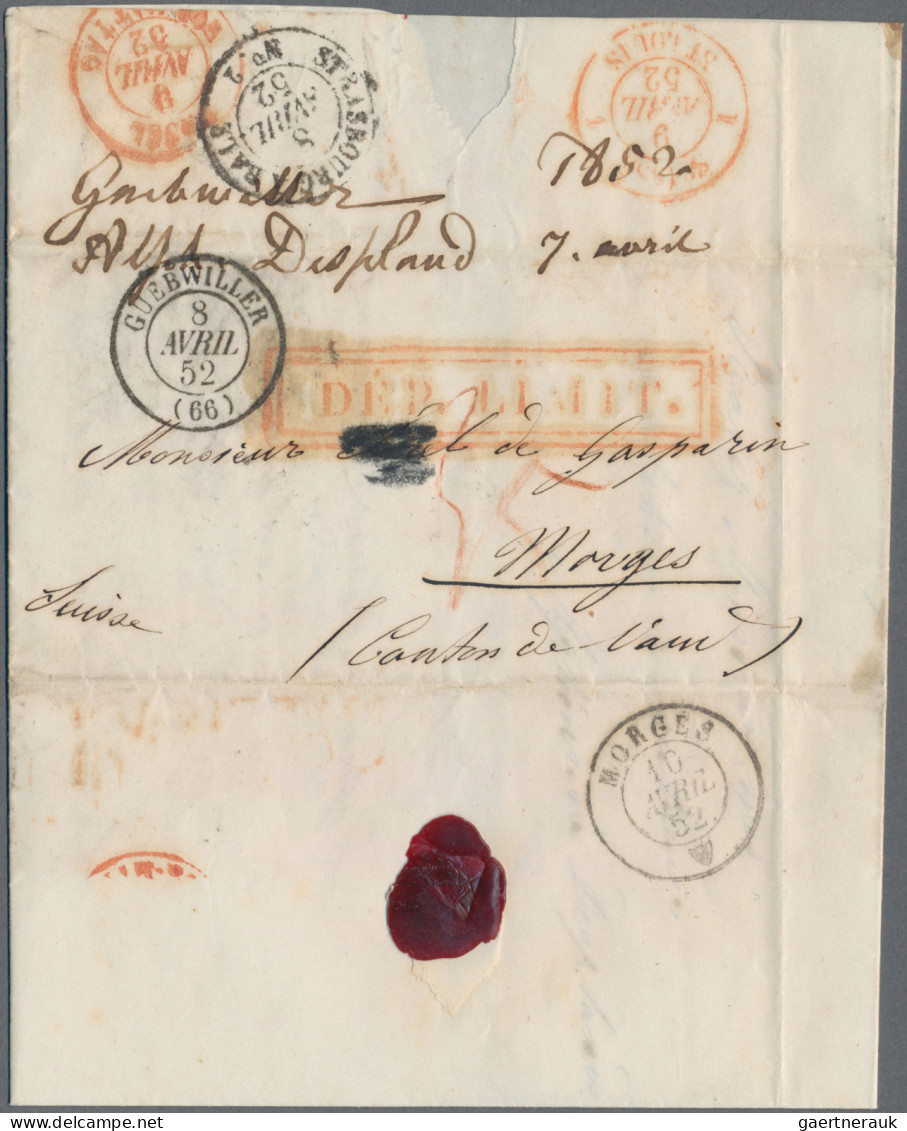 France -  Pre Adhesives  / Stampless Covers: 1852, Stampless "rayon Limitrophe" - Andere & Zonder Classificatie