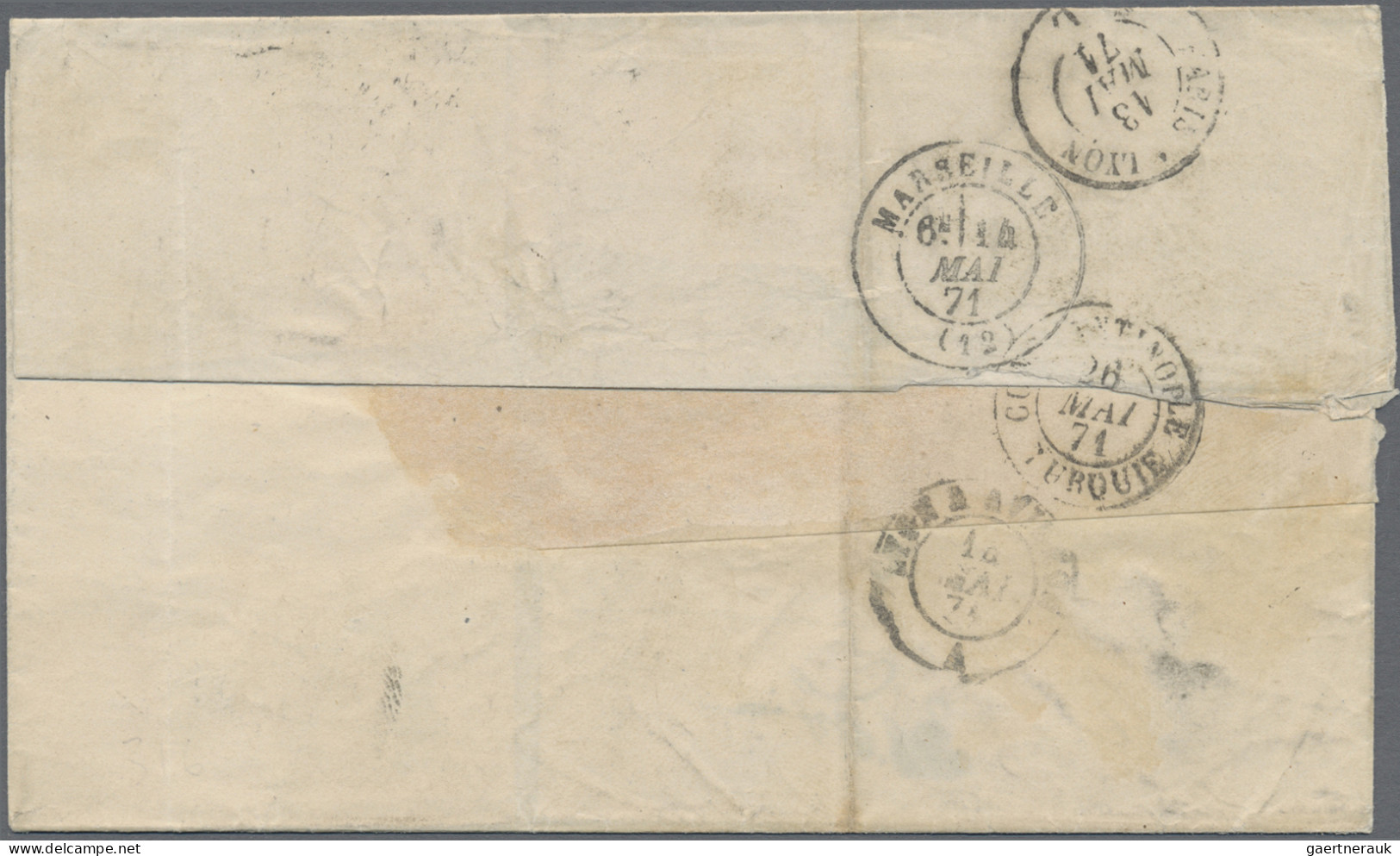 France: 1871 (9 May) "COMMUNE DE PARIS": Folded Cover From Paris To Constantinop - Lettres & Documents